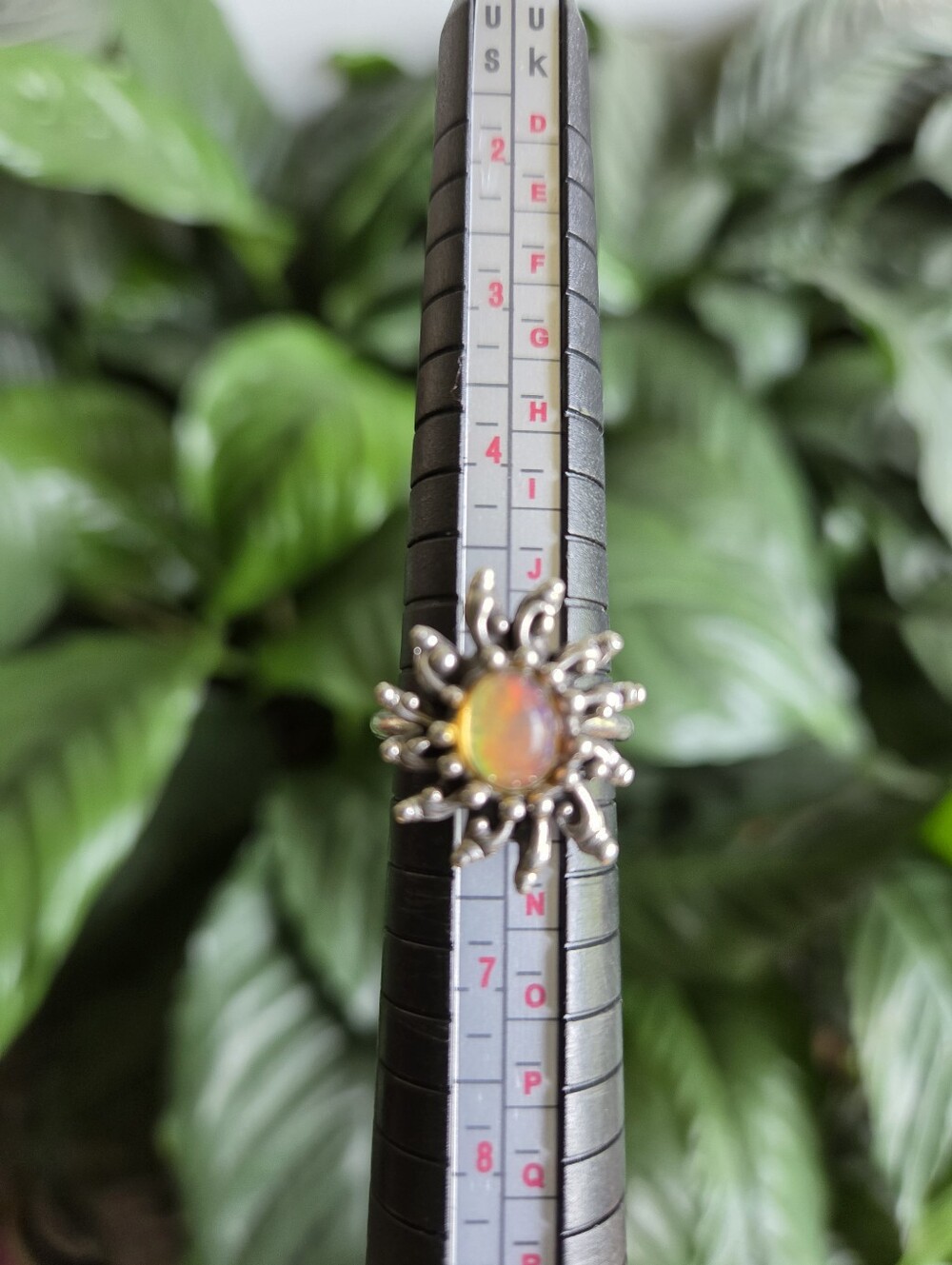 Amber Sunburst Stone Ring .925. Size 5.5 - Picture 5 of 6